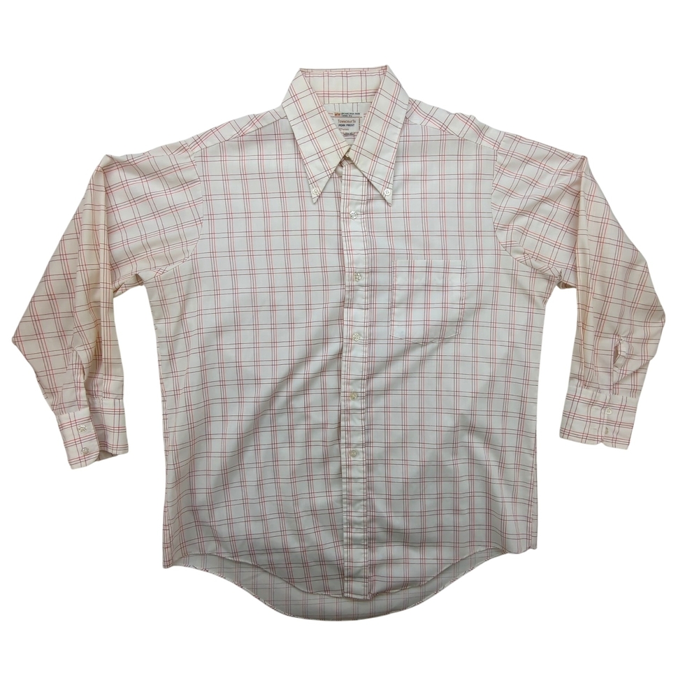 Towncraft Penn Prest Shirt Mens 16.5 32 Plaid JC Penney 70s Button Down